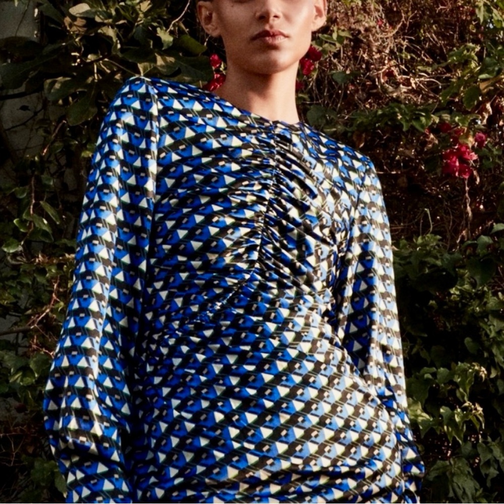 Geometric Blue and black print  Dress-  NEW with tags